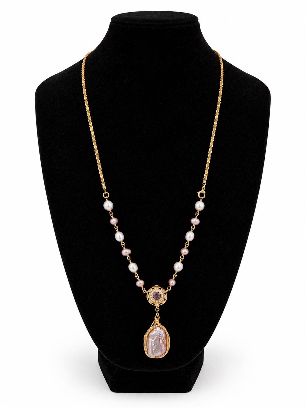 Handmade Freshwater Pearl Wire Wrapped Pendant Necklace